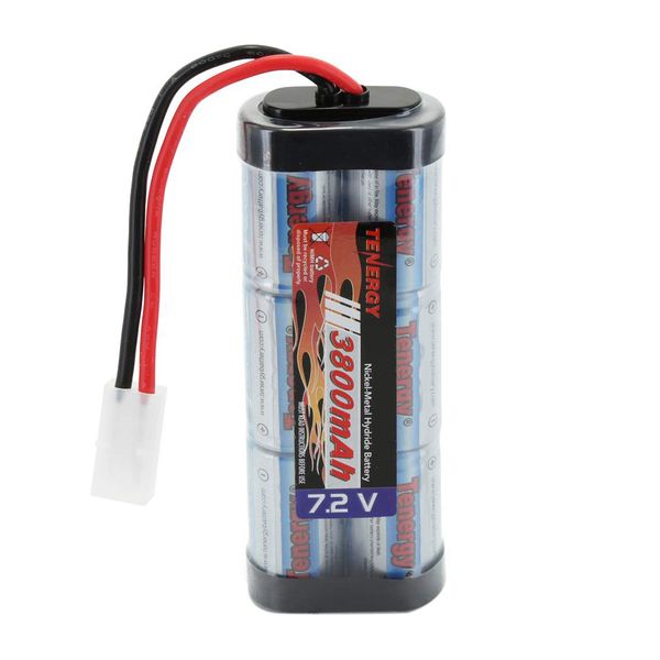 Tenergy 7.2V Battery Pack for RC Car, High Capacity 6-Cell 3800mAh NiMH Flat Battery Pack, Replacement Hobby Battery with Standard Tamiya Connector