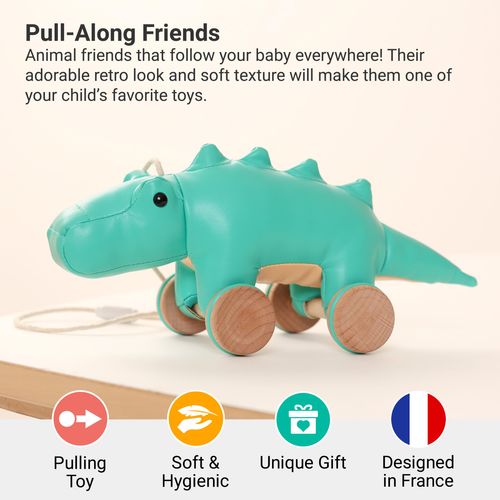 Little Big Friends Pull Along Friends | Pull Along Toy for Baby | Traditional Toys | Easy to Clean | Achille The Cocodile