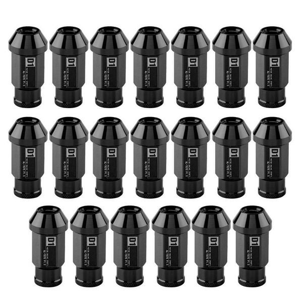 Hlyjoon 20 Pack M12X1.5 Aluminium Wheel Nuts, Black