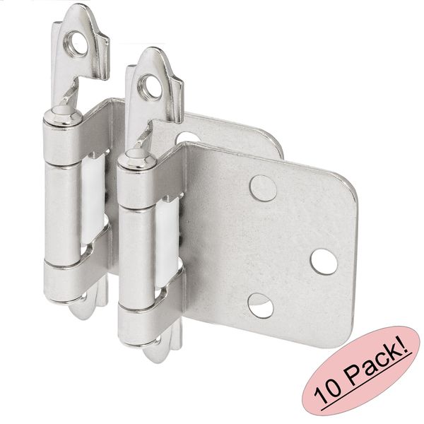 *10 Pack* Cosmas Cabinet Hinges Satin Nickel Variable Overlay 15539-SN (Pair)