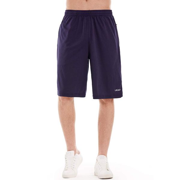 LEAO Men's Basketball Shorts with Zipper Pockets Quick Dry Loose-fit Sports Workout Running Shorts Navy L