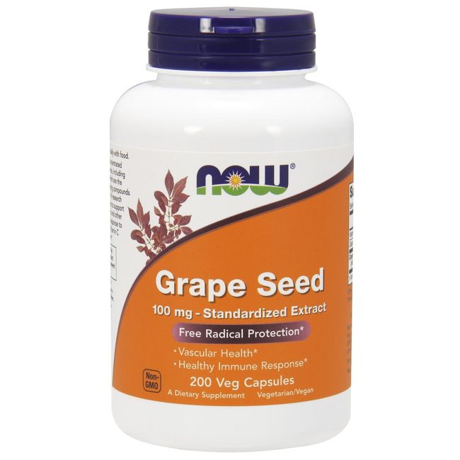 NOW Foods Grape Seed Extract, 100 mg, 200 Veg Capsules