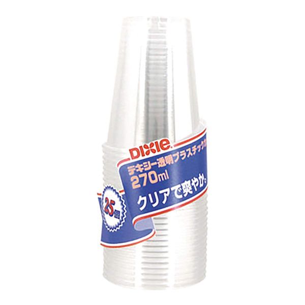 Nippon Dexie Plastic Cups, Transparent, Disposable, Clear Cup, Approx. 3.1 x 3.1 x 3.7 inches (7.8 x 7.8 x 9.3 cm), 9.5 fl oz (270 ml), Economoware KPC259ES 25 Pieces