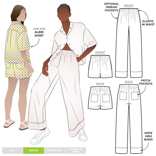 STYLEARC Albie-Woven-Pant-and-Short Sizes 04-16 Sewing Pattern
