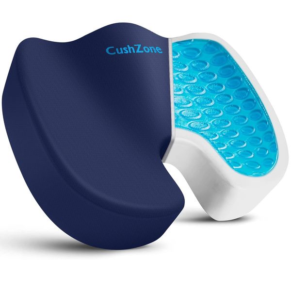 CushZone Childrens Desk Chairs Gel Seat Cushion for All-Day Sitting - Coccyx, Tailbone, Back Pain Relief Cushion - Ergonomic Seat Cushion for Office Chairs, Car Seat, Gaming Chair - Blue,X-Large