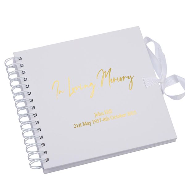 Personalised Loving Memory Funeral Remembrance Guest Book, Scrapbook Gift