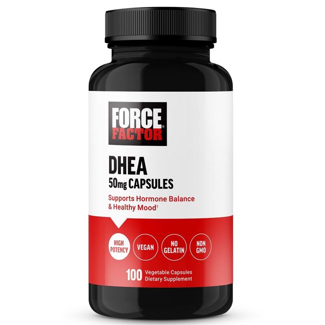 Force Factor DHEA 50mg, DHEA Supplement, Vegan, Non-GMO, 100 Vegetable Capsules