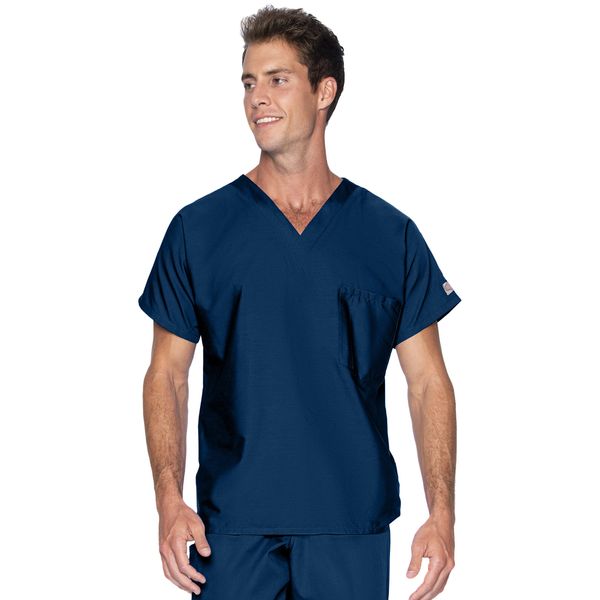 Landau Scrub Zone Unisex Relaxed Fit 1-Pocket V-Neck Scrub Top 71221 Navy