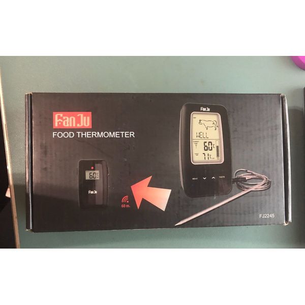 FanJu FJ2245 Wireless Kitchen Thermometer Meat Thermometer Wall Mounted w/ Probe