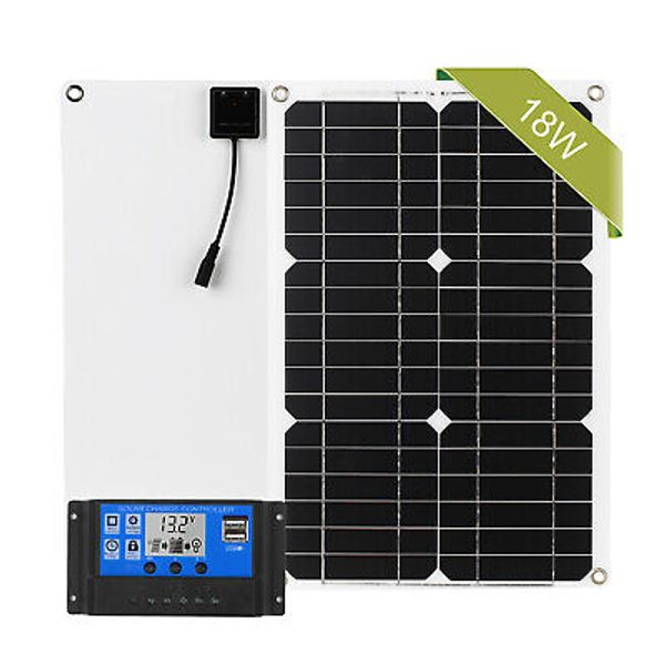 18W  Solar Panel Kit Dual USB Port Off  Monocrystalline Module with A9O2