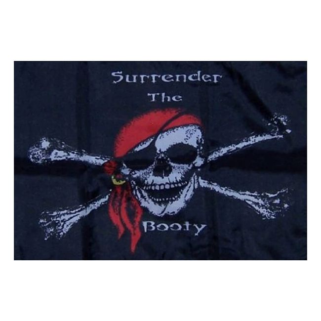 New 12X18 In Surrender The Booty Pirate Boat Decorative Flag