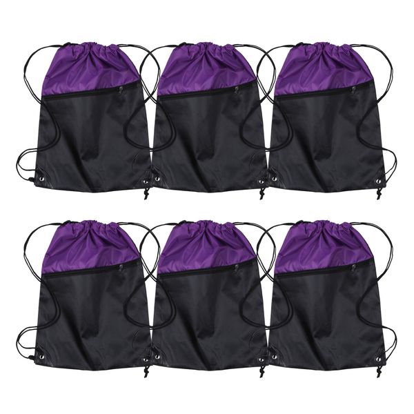 ICObuty Sports Gym Bag Sack Cheerleading Cheerleader Drawstring Backpack 6 Pack Men Women 210D Polyester (Purple/Black)