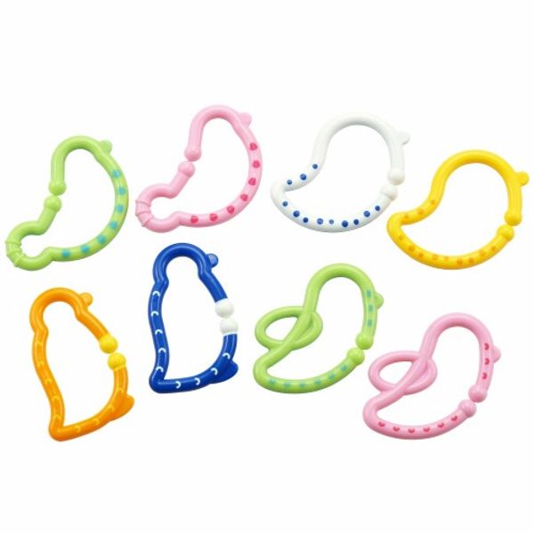 LEC Dream Collection Connectable Multi-Rings, 8-Piece Bird Shape (Teething Toy, Educational Toy, Anti-Loss Ring) A00056