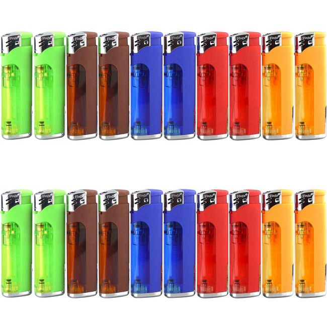 20 Pack - Refillable Butane Lighter with LED Flashlight