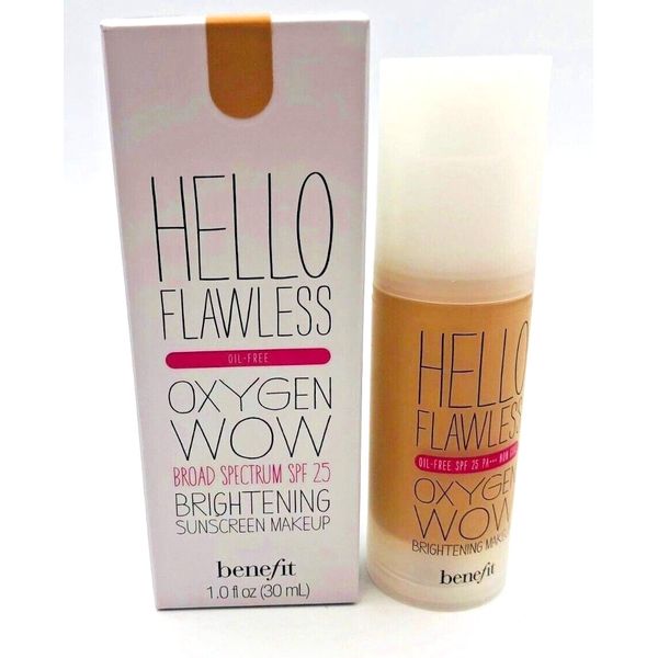 BENEFIT HELLO FLAWLESS OXYGEN WOW SPF25 BRIGHTENING MAKEUP 1 OZ 30 ML "BEIGE"