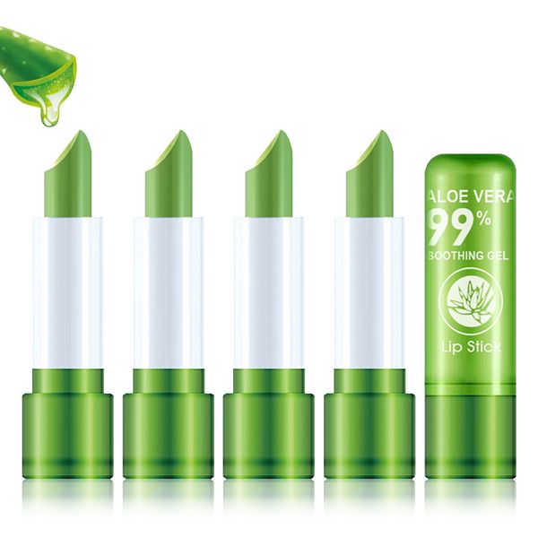 4 Pack Aloe Vera Color Changing Lipstick Set,Magic Temperature Color Change Lip Gloss Makeup Set,Waterproof Tinted Lip Balm Moisturizer,Long Lasting Nutritious Moisturizing PH Mood Lipstick for Women