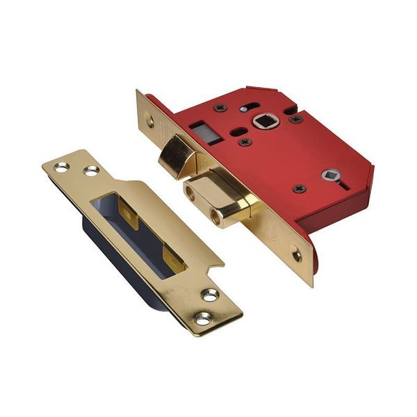 UNION - StrongBOLT 22WCS Mortice Bathroom Lock Polished Brass 81mm 3in Visi