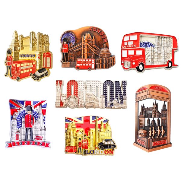 London Famous Icons Design Set of 7 Metal Fridge Magnets