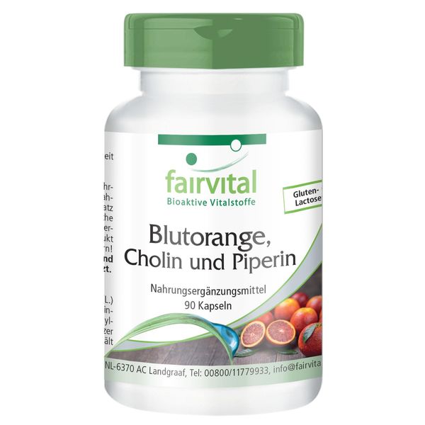 Fairvital | Blood Orange, Choline and Piperine - 90 Capsules - for 3 months - quality tested and high dosed - 100% vegan - Made in Germany