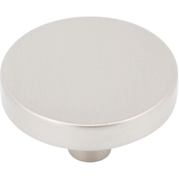 Contemporary Round Cabinet Knob, 1-1/2 Inches, Zinc Base Material, Satin Nickel