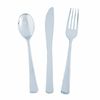 Premium Metallic Silver Plastic Cutlery Sets