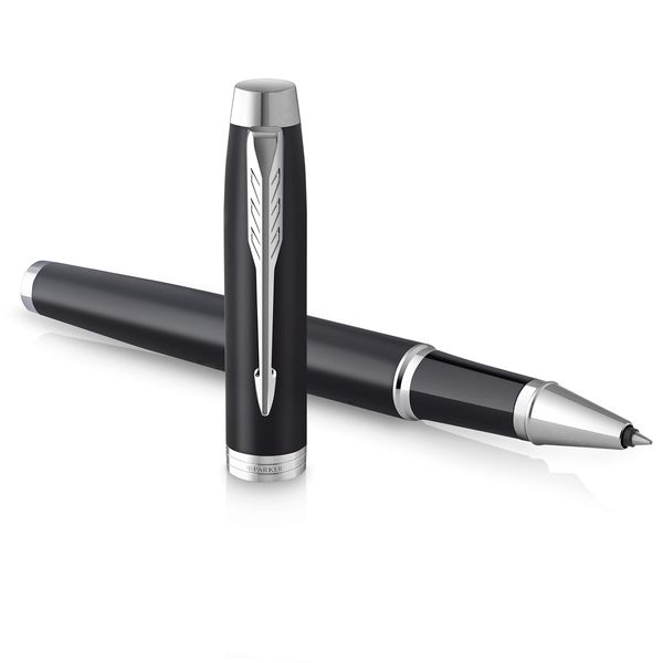 PARKER IM Rollerball Pen | Matte Black with Chrome Trim | Fine Point with Black Ink Refill | Gift Box