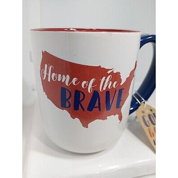 HOME OF THE BRAVE COFFEE MUG.  HOME OF THE BRAVE MUG. AMERICAN STRONG MUG. B336