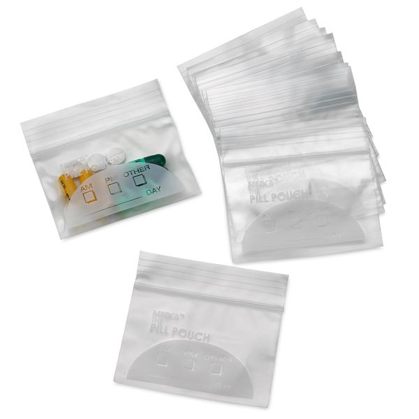 Tablettenbeutel - (100er Pack) 7,6 x 7 cm Pillenbeutel und Einweg-Plastik-Reisepillenbeutel mit Beschriftungsetiketten, 4 mil