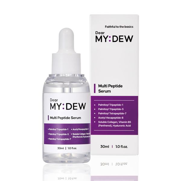 DearMYDEW Multi Peptide Complex Serum with Matrixyl 3000, Argireline, Vegan Collagen, Niacinamide, Hyaluronic Acid for Anti-Aging, Anti-Wrinkles, Collagen Boost for Elasticity, Korean Skincare, 1Fl Oz