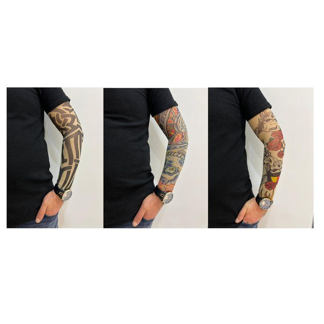 Giyilebilir Dövme 3 Çift 6 Adet Kol Çorap Dövmesi Sleeve tattoo Set2