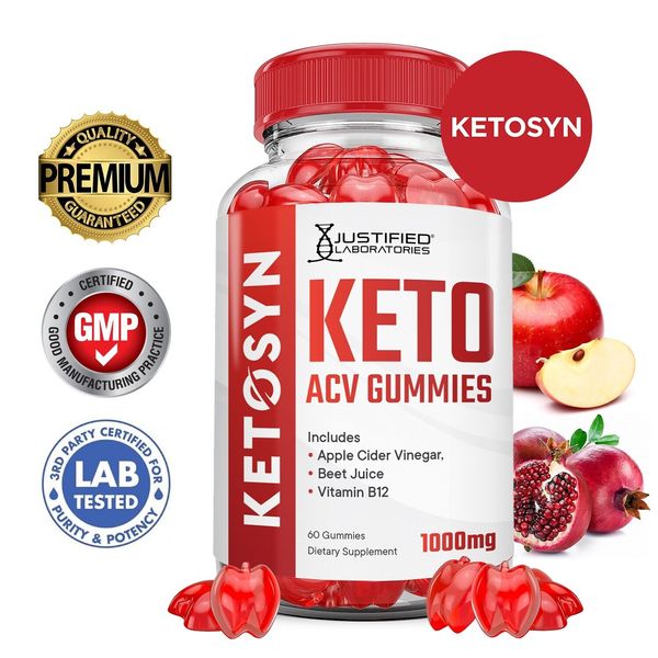 Ketosyn Keto ACV Gummies 1000MG Apple Cider Vinegar 60 Gummys