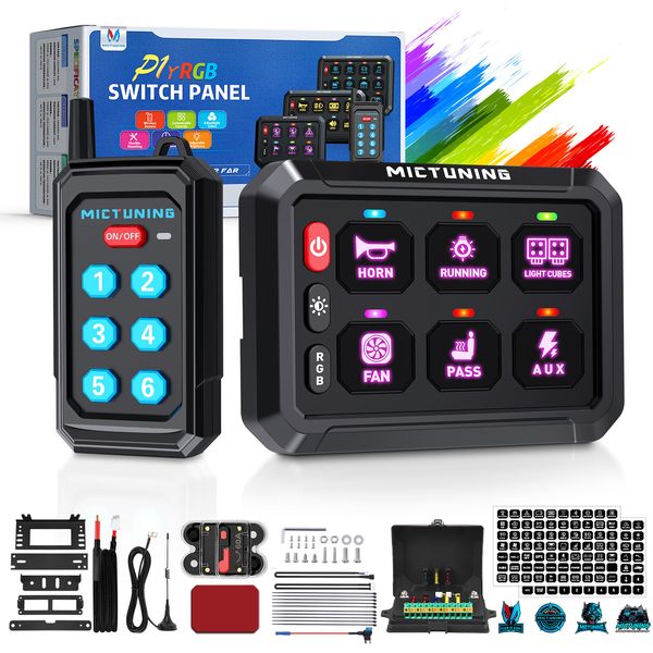 Wireless Remote Control Switch Panel, 6 Gang ON/OFF LED Touch Switch Circuit Box