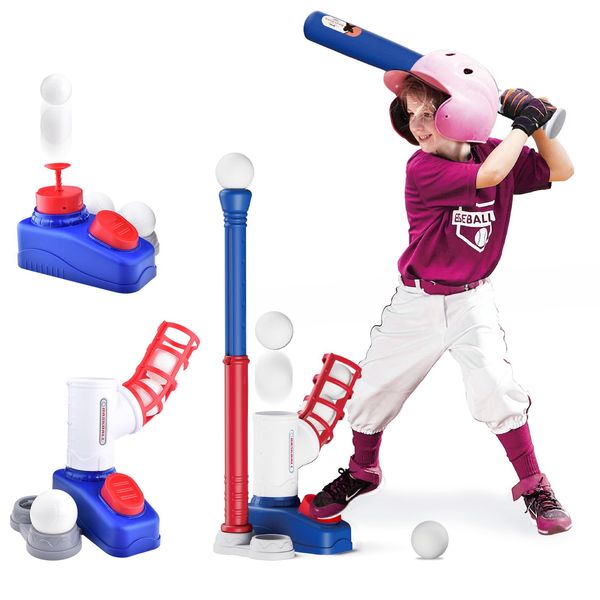 CASRRA Multi-Function Kids Baseball Trainer - Adjustable Height Hitting & Launching Aid for Toddlers 3+ - Improve Skills with Backyard Baseball Base - Perfect Sports Gift