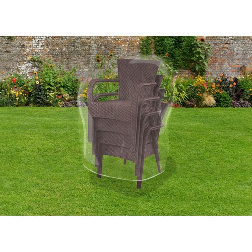 LAMINET Crystal Clear Heavy-Duty Waterproof Plastic Outdoor Furniture Cover - Hi-Back/Stacked Chairs Cover - 3 Season Protection - Keep Rain, Snow & Debris Off! Premium Protection at Economy Price!