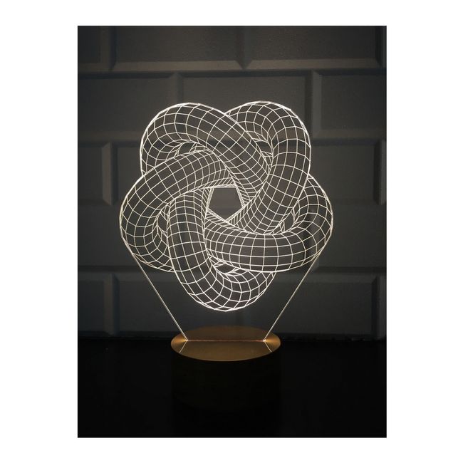 By-Lamp 3D Torus Spiral Lamp with Handmade Wooden Base