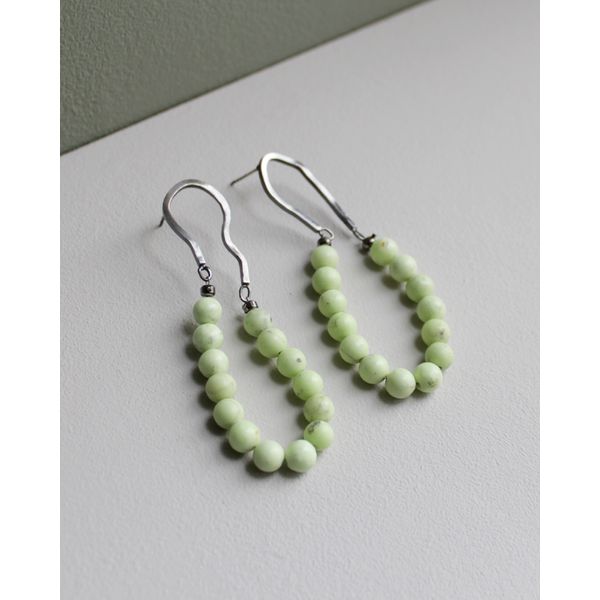 Simple lime bead drop earrings