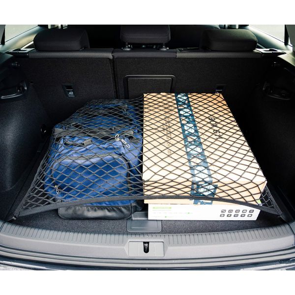 Vicera Elastic Cargo Net for SUV, Car, and Jeep - Sturdy Automotive Cargo Nets for Trunk and Tailgate - Small Overhead Cargo Netting for Truck Bed - Car Trunk Net Organizer