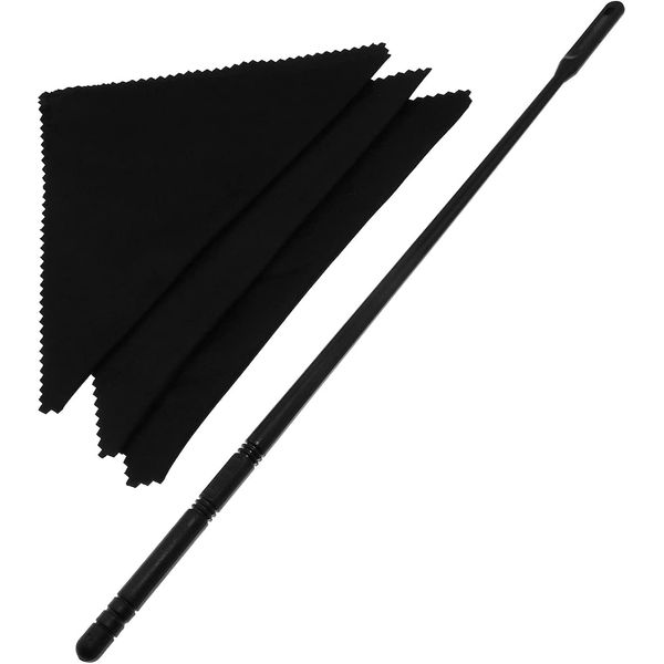 Flute Cleaning Rod with 3pcs Cleaning Swabs Flute Cleaning Kit Flute Cleaner Flute Polishing Cloth, Black