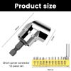 Angle Screwdriver Attachment Adapter, Corner Tool Screw Hub With 12 Multi-Function Bend Screwdriver Bit, For Garage, Construction Worker (Short)