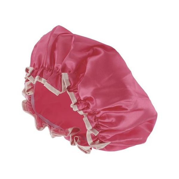 VOCOSTE Shower Cap, Hair Cap, 2-Layer Waterproof, Reusable, for Bath, Hot Springs, SPA, Face Washing, 1 Piece, Rose Red