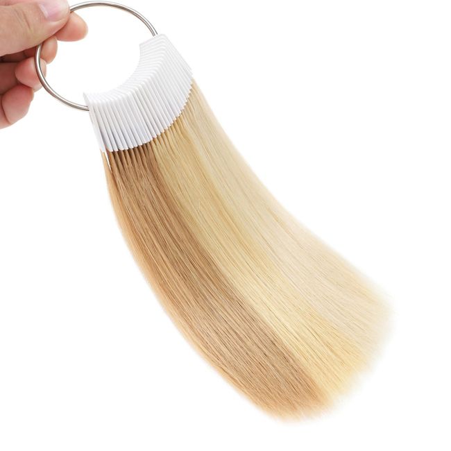 REDMENCO Human Hair Swatches 3 Natural Levels for Salon Testing Color Sample 30 Piece 8 Inch, Lightest Blonde/Light Blonde/Light Brown, 1 Free Black Swatches