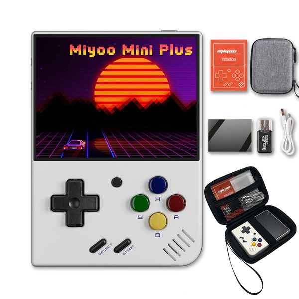 Miyoo Mini Plus Handheld Game Console 3.5-inch 640*480 IPS Screen 3000mAh Miyoo-Mini+ with Portable Case White