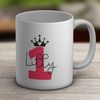 Shopagift Personalised Pink - 1 Year Old Glitter Effect White 11oz Large Mug Cup