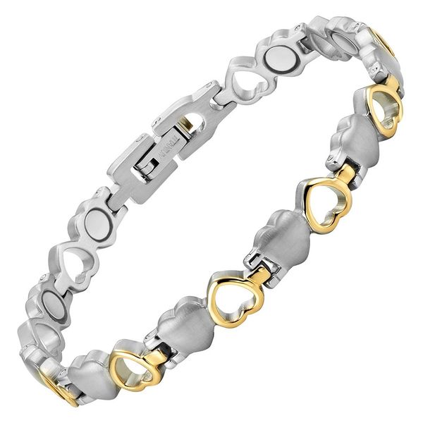 Willis Judd Womens Love Heart Titanium Magnetic Bracelet Adjustable