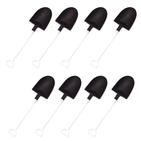 Honbay 30PCS Plastic Disposable Mini Ice Cream Dessert Spoons Shovels Pudding Yogurt Spoons for Family or Party (Black and white)