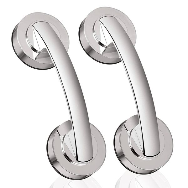 Set of 2 Suction Cup Handle Handrail Door Handle Strong Suction Cup Nursing Safety Multi Grip Handle Silver Bath Elderly People Anti-slip Window Glass