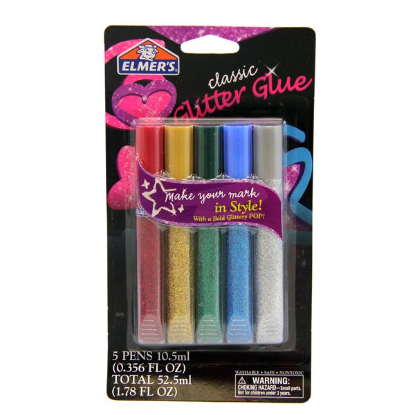 Elmer's Swirl Glam Glitter Glue, Color Tubes, Classsic, 0.36 Oz, 5 Count