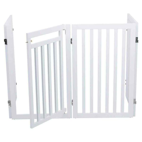 White Pet Gate Wooden 4-Panel Configurable Pet Gate