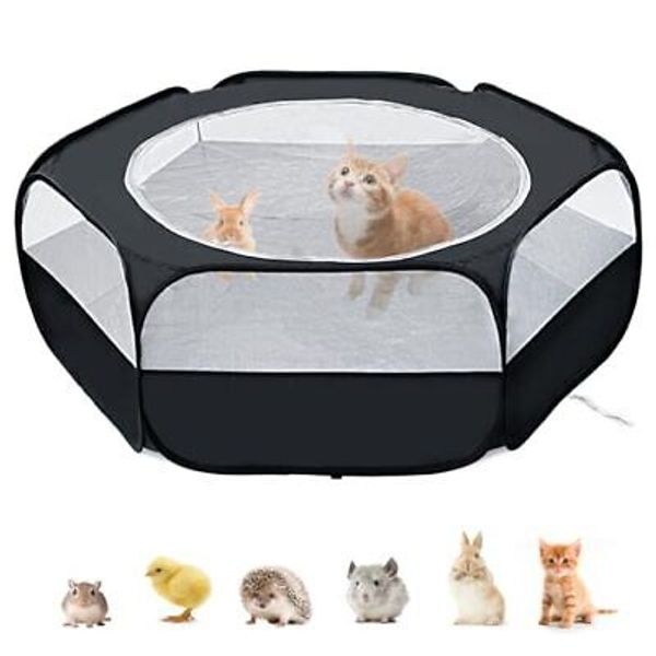 Portable Folding Pet Playpen Cage with Cover for Puppy Kitten Rabbit Hamster