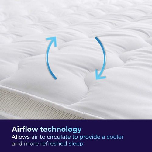 rejuvopedic AIRFLOW Single Size Mattress Topper Protector Pad, Corner Straps, Breathable